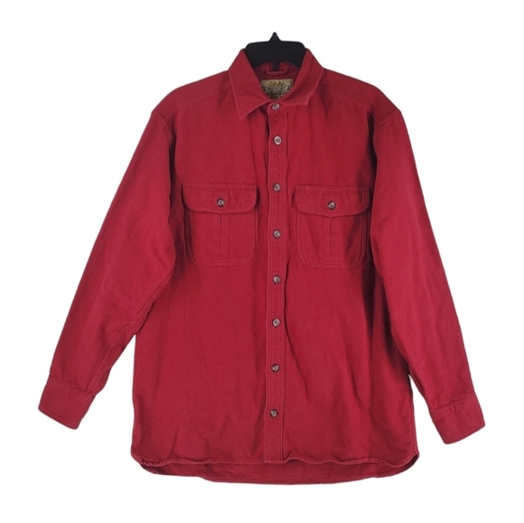 Cabela’s Shirt Deerskin Chamois Blanket Flannel Men M Red Button-Up Shacket Gorp - Picture 10 of 11